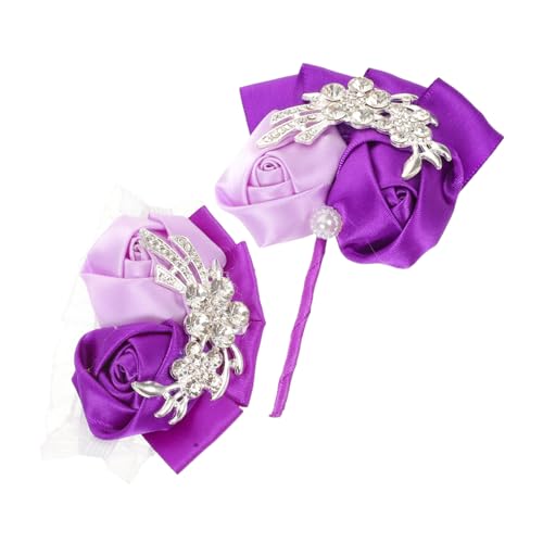 Garneck Romantisches Handgelenk Corsage und Boutonniere mit Funkelnden Strasssteinen und Satinrosen Leichtes Braut Blumenarmband und Ansteckblume Vielseitig für Hochzeit Brautjungfern und von Garneck
