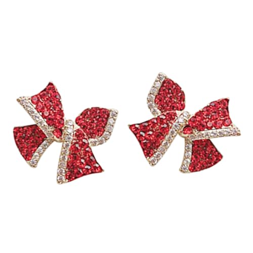 Garneck Rote Bowknot Ohrringe Damen Ohrschmuck mit Strasssteinen Party Schmuck für Teen Mädchen und Frauen Festlich Vielseitig Kombinierbar von Garneck