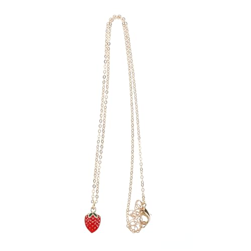Garneck Rote Erdbeeranhänger Halskette Kreatives Frucht design Mädchen Schmuck Langlebig Feine Verarbeitung Party Alltagsdekoration von Garneck