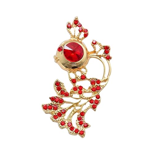 Garneck Rote Fischbrosche aus Umweltfreundlicher Legierung Funkelnde Strassbrosche Anstecknadel für Damen Vielseitig Kombinierbar zu Kleidern Jacken Schals für Hochzeit und Festtage von Garneck