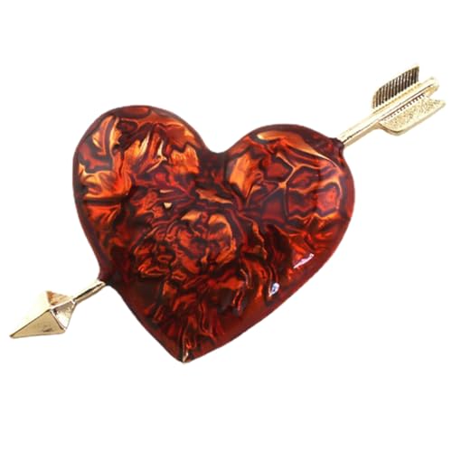 Garneck Rote Herzbrosche mit Leichte Legierungs Anstecknadel für Damen Vintage Mode Schmuck Eleganter Kostüm Schal und Anzug Broschenpin für Besondere Anlässe von Garneck
