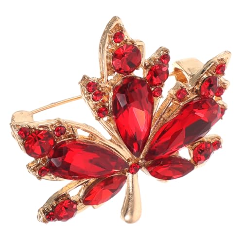 Garneck Roter Ahornblatt brosche Anstecknadel aus Legierung Damen Herbst Winter Schmuck für Büro Partys Sicherer Halt gegen Verrutschen Modisches Accessoire für Kleider Mäntel Blusen von Garneck