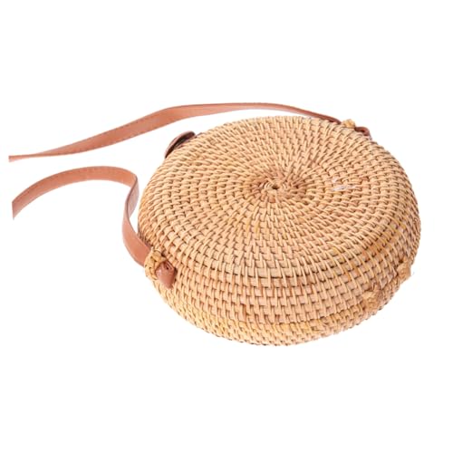 Garneck Runde Rattan Umhängetasche Damen Handgefertigt Leicht Geflochten Mini Schultertasche Crossbody Für Strand Reise Alltag von Garneck