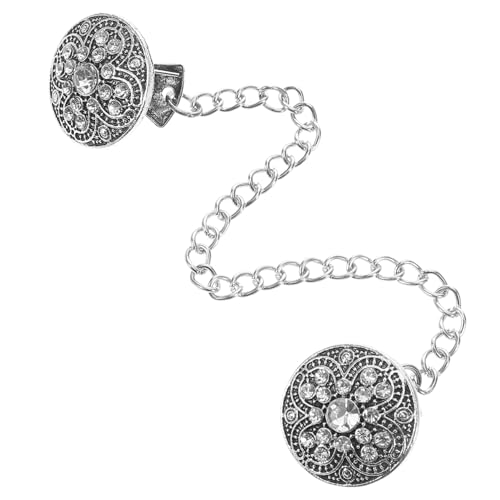 Garneck Runde Strickjackenclips mit Kette Vielseitiger Taillenzipser für Damen Eleganter Schal und Pulloverclip mit Modischem Quasten Robustes Material für Mäntel und Schals von Garneck