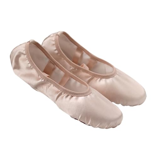 Garneck Satin Ballettschuhe für Damen Geteilte Ledersohle Leicht und Atmungsaktiv Elastisches Band für Bequemen Sitz für Ballett Turnen und Yoga von Garneck