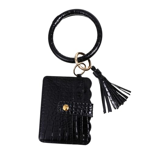 Garneck Schicke Armband Schlüsselanhänger aus Krokodilprägung PU mit Quaste Multifunktionales Kartenetui und Handliche Damen Handgelenktasche Modischer Lederhalter für Alltag und von Garneck
