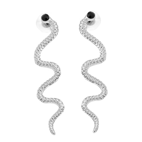 Garneck Schlangenförmige Damen Ohrringe Silber Modischer Ohrschmuck Lange Ohrhänger Kreatives Design Alltag Schmuck von Garneck