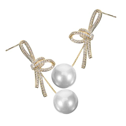 Garneck Schleifenohrringe für Damen mit Perlen und Zirkonia Elegantes Design Leicht und für Partys und Alltag Perfektes Schmuckstück für Frauen und Mädchen von Garneck