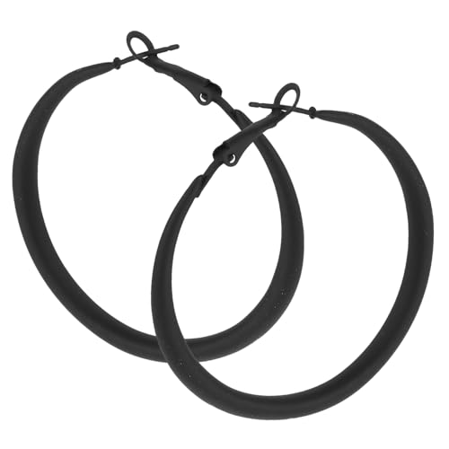 Garneck Schlichte Kleine Schwarze Creolen Leichte Statement Ohrringe Koreanisch Inspiriert Runde Ohrhänger für Damen Vielseitig für Alltag Partys und Besondere Anlässe von Garneck