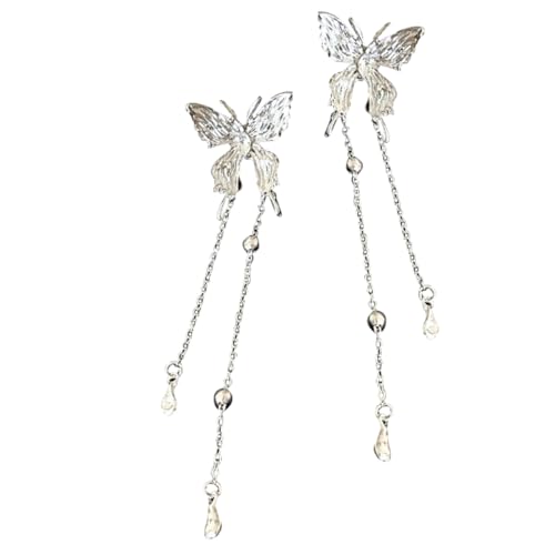 Garneck Schmetterling Ohrringe Damen Silber Quasten Ohrstecker mit Filigranem Design Dekorative Ohrhänger für Hochzeit Party Alltag Eleganter Schmuck für Frauen von Garneck