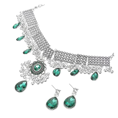 Garneck Schmuckset Damen Vintage Perlen Wassertröpfchen Halskette und Strass Ohrringe Set Retro Anhänger Festlich Elegant für Party Hochzeit Geburtstag für Frauen von Garneck