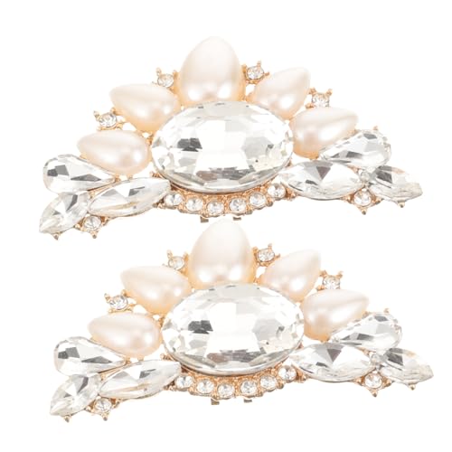 Garneck Schuhclips Damen Strass Hochzeitsschmuck Hochwertige Schuhdeko Goldener Clip Schuh Accessoire Abnehmbar Schuhverzierung für Pumps Brautschuhe von Garneck