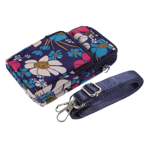 Garneck Schultertasche Damen Nylon Mini Geldbörse Umhängetasche Handytasche Crossbody Tasche mit Blumenmuster Leicht Robust Vielseitig Verwendbar als Handy und Münztasche für Alltag und von Garneck
