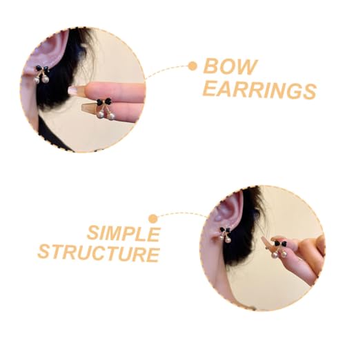 Garneck Schwarze Bowknot Ohrstecker Damen Metallohrringe Eleganter Schmuck für Hochzeit Party Valentinstag Weihnachten von Garneck