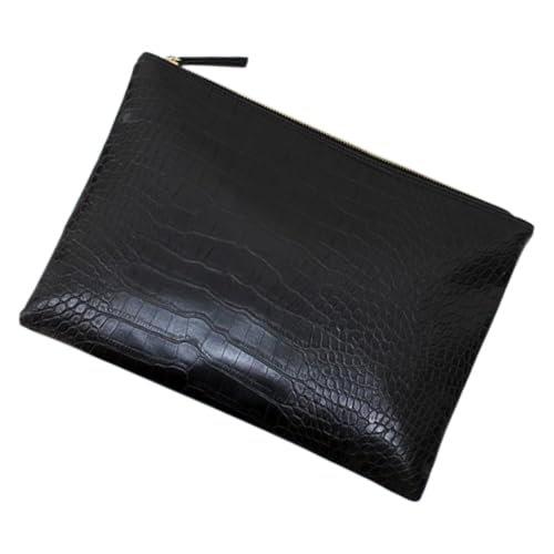 Garneck Schwarze Clutch Bag mit Krokodilprägung PU Großer Kapazität Reißverschluss Eleganter Envelope Bag für Damen für Party Shopping und Alltag von Garneck