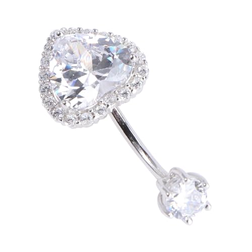 Garneck Silber Bauchnabelpiercing Herzform mit Zirkonia Bauchnabelring Damen Körperschmuck Langlebig Rostfrei Modisch von Garneck