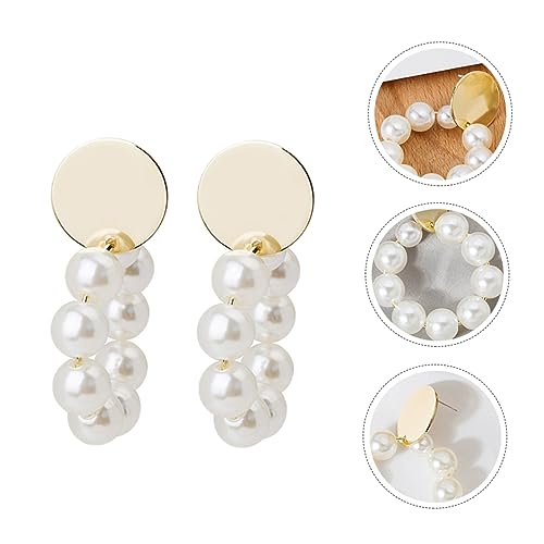 Garneck Silber Ohrstecker Damen Perlen Creolen Ohrringe Hängend Stylisch Party Schmuck Accessoire Elegant Runde Form Umweltfreundlich von Garneck