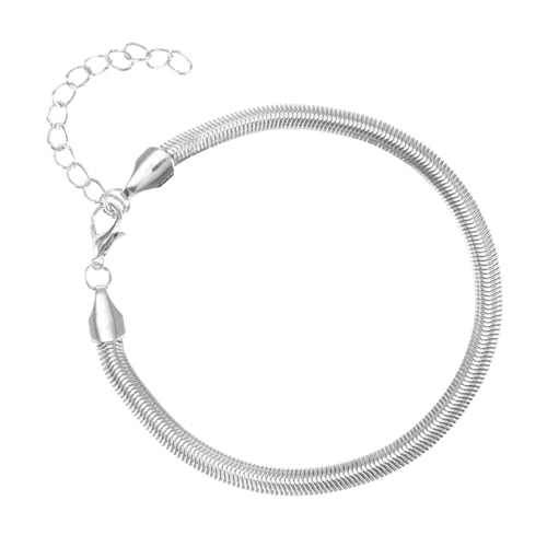 Garneck Silberne Damen Fußkette aus Feiner Metallkette mit Fischgrätenmuster Leichtes Strand Schmuck Armband für Mädchen Eleganter Knöchel Schmuck für Alltag und Urlaub von Garneck