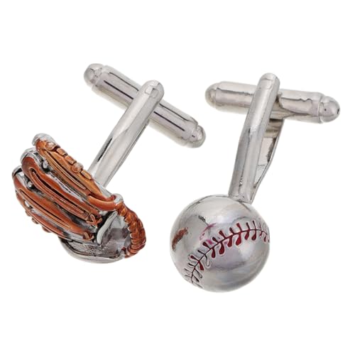 Garneck Silberne Manschettenknöpfe Herren Baseball Robuste Cufflinks für Herren Hemd Eleganter Anzug Schmuck Verarbeitung Party und Business Accessoire von Garneck