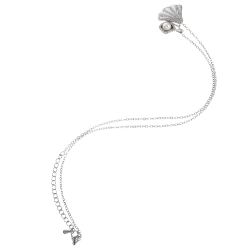 Garneck Silberne Muschel perlenkette Damen Leichte Schlüsselbein halskette mit Imitationsperlen Modischer Schmuck für Teenager Vielseitig Tragbar für Sommer und Formelle Anlässe von Garneck
