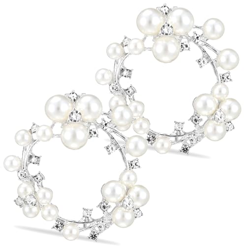 Garneck Silberne Schuhclips Damen Perlen Design Schuhschmuck Schuhschnallen Dekorative Schuhanhänger für Hochzeit Party Valentinstag von Garneck