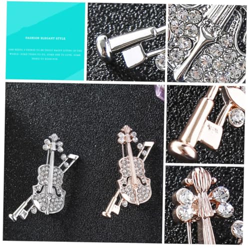 Garneck Silberne Violin Brosche mit Funkelnden Strasssteinen Kreative Anstecknadel für Kleidung Geeignet für Kleider Taschen Hüte Schals und Modisches Accessoire für Damen und von Garneck