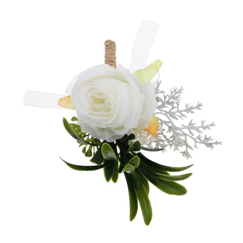 Garneck Simulierte Weiße Rosen Boutonniere für Männer Ansteckblume Langlebiges Material Falten und Farbbeständig als Hochzeitsaccessoire für Bräutigam und Gäste von Garneck