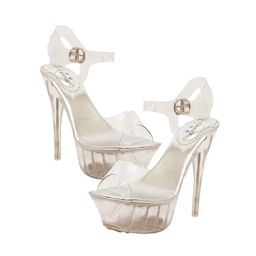 Garneck Sommerliche Damen High Heels Sandalen aus Hochwertigem PVC und Gummi Leicht und Atmungsaktiv Modisch Vielseitig Kombinierbar Eleganter Silberner Absatz von Garneck
