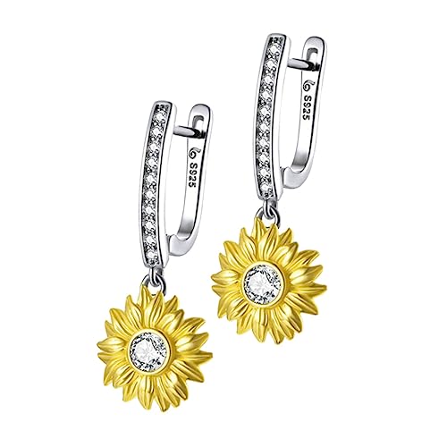 Garneck Sonnenblumen Ohrstecker Damen Sterling Silber Vergoldet Hautfreundlich Modisch Ohrschmuck Mädchen von Garneck