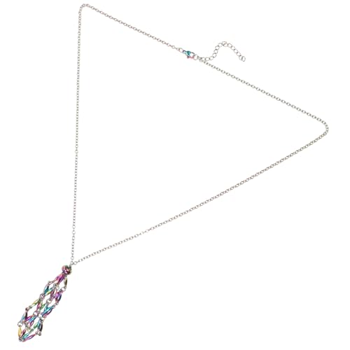 Garneck Stainless Steel Stone Cage Necklace Bunte Kristallanhänger Verstellbare Statement Halskette Damen und Herren Schmuckhalter Modischer Schmuck von Garneck