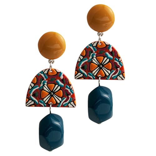 Garneck Statement Ohrringe Damen Barock Ohrhänger Unregelmäßige Geometrische Ohrringe Leicht Modisch Gelb Blau Retro Schmuck Für Party Alltag Valentinstag von Garneck