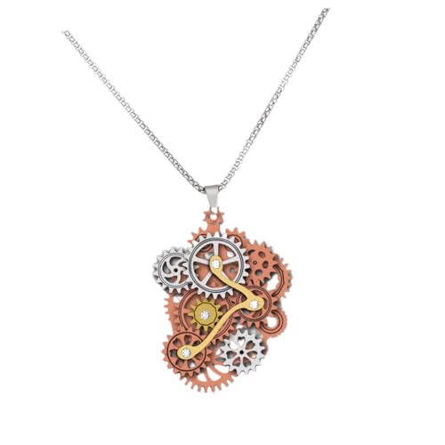 Garneck Steampunk Halskette mit Getriebe Anhänger Unisex Punk Schmuck Langlebiges Legierungsdesign Auffälliges Accessoire für Damen und Herren Vielseitig Kombinierbar für Alltag und Party von Garneck