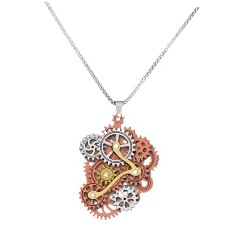 Garneck Steampunk Zahnräder Anhänger Halskette Unisex Langlebiger Legierungsanhänger Modisches Punk Schmuckstück Auffälliges Design für Damen und Herren Alltag und Events von Garneck