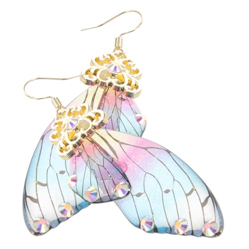 Garneck Sterlingsilber Ohrhänger Damen Schmetterlingsflügel Design Leichte Modische Ohranhänger Farbverlaufene Regenbogen Steine Komfortabel für Alltag Party und von Garneck