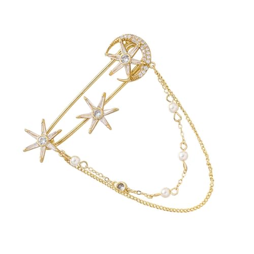 Garneck Stilvolle Six pointed Star Brosche mit Feiner Kette Modische Dekorative Anstecknadel für Damen und Herren Kreative Vielseitige Brosche Eleganter Schmuck für Kleidung Taschen Hüte von Garneck