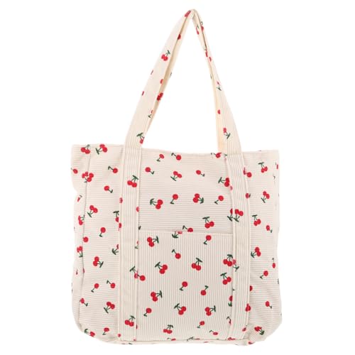 Garneck Strandtaschen Für Damen Urlaubstasche Freizeittasche Aus Segeltuch Kirschen Geldbörsen Für Damen Freizeittasche Sommertaschen Outdoor Tragetasche Kirschen Tasche Segeltuch von Garneck