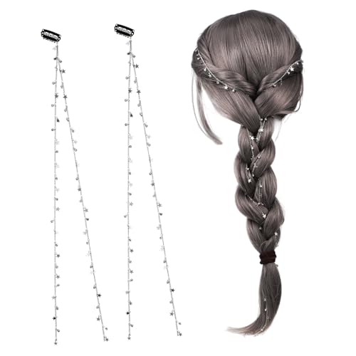 Garneck 2stücke Stern-haarketten Haarschmuck Für Zöpfe Haarverlängerung Für Teenager-mädchen Robuste Einfache Trage Mit Haarspange Modisches Und Styling-tool von Garneck