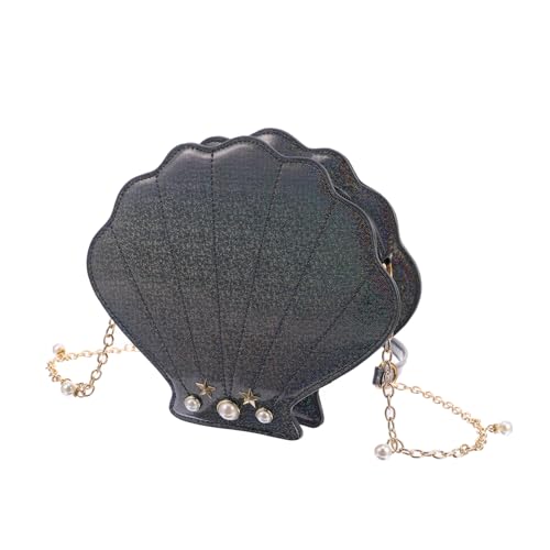 Garneck Stylische Crossbody Bag Damen Umhängetasche Shell Shape mit Verstellbarem Gurt Leichte Freizeit Schultertasche für Mädchen Reise Shopping in Schwarz von Garneck
