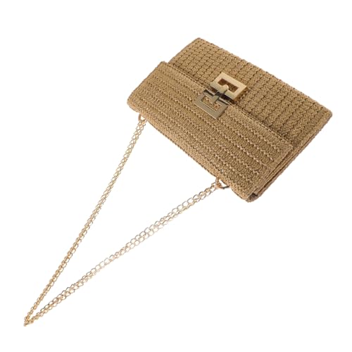 Garneck Stylische Damen Clutch Tasche mit Kette Vielseitige Kleine Umhängetasche aus Robustem Strohgeflecht für Strand Party und Alltag Modische Crossbody Schultertasche mit Mehreren von Garneck