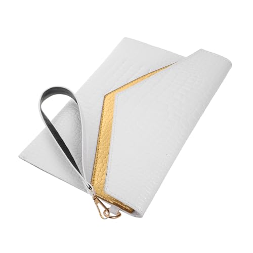Garneck Stylische Damen Clutch mit Retro Krokodilprägung Leichte PU Tasche Eleganter Envelope Stil Handgehaltene Abendtasche für Hochzeit und Alltag Modisch und Schlicht in Weiß von Garneck