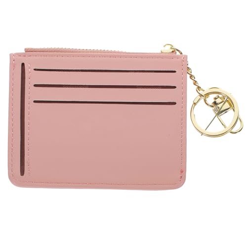 Garneck Stylische Damen Mini Geldbörse Schlüsselanhänger Kleine Münzfach Brieftasche Mehrlagiges Kartenetui Modische Weibliche Portemonnaie für Alltag Rosa von Garneck