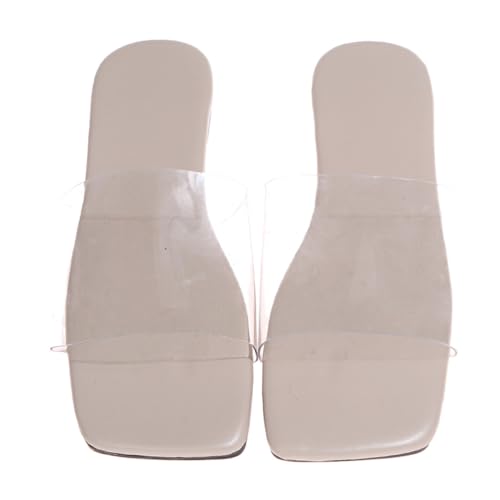 Garneck Stylische Damen Sandalen Sommer Slipper mit Flacher Sohle Komfortabler Haushaltsschuh für Drinnen und Draußen Leichtes Stabiles Design Einfaches Ausziehen Transparent von Garneck