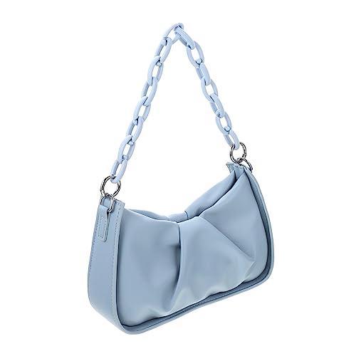 Garneck Stylische PU Damen Schultertasche Unterarmtasche Freizeit Handtasche mit Kette für Alltag Shopping Blau von Garneck