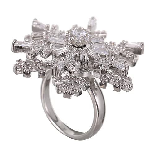 Garneck Schneeflockenring Verstellbar Damenring Fingerschmuck Zarter Ring Doppelschicht Schmuck Für Mädchen Aus Hochwertigem Material von Garneck