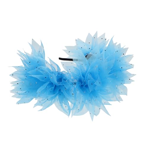 Garneck Stylisches Haarband mit Erhöhtem Design Netz und Strass für Fotoshootings Damenkopfschmuck für Partys und Cosplay Leicht und Atmungsaktiv Sanftem Blau von Garneck
