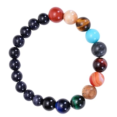 Garneck Stylisches Planet armband aus Natürlichem Blauem Naturstein mit Perlen Unisex Modisches Solar system Schmuckstück für Reise Jubiläum und Alltag von Garneck