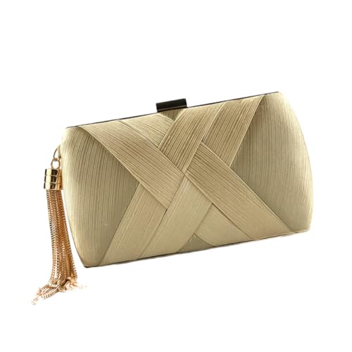 Garneck Tassel Clutch Abendtasche Damen Handtasche für Hochzeit Party Dinner Leichte Goldene Satin Optik Modische Abendpouch mit Sicherem Stauraum für Handy und Kosmetik von Garneck