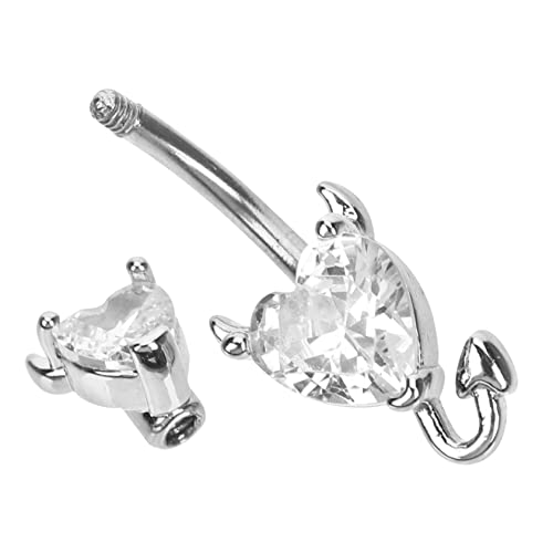 Garneck Teufel Bauchnabelpiercing mit Zirkonia Damen Schmuck für Parties Strand und Alltag Hautfreundlicher Nabelring Elegantes Design für Frauen für Freunde und Familie von Garneck
