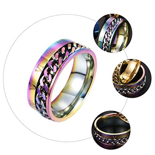 Garneck Titanstahl Roman Numeral Ring Drehbar Unisex Schmuck Modisch Vielseitig Tragbar Verarbeitung für Hochzeit Party Verlobung und Alltag Geeignet Kette Kompatibel von Garneck