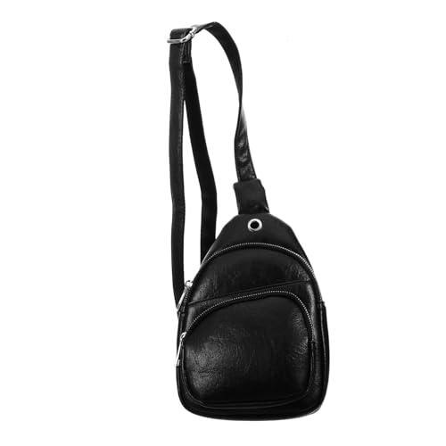 Garneck Tragbare Crossbody Bag Herren und Damen Leichte Kompakte Schultertasche mit Reißverschluss Modische Brusttasche für Outdoor Hiking Arbeit Alltag Vielseitige Sling Bag in Schwarz von Garneck